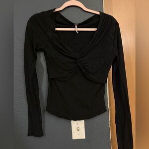 Free People Black Long Sleeve Top